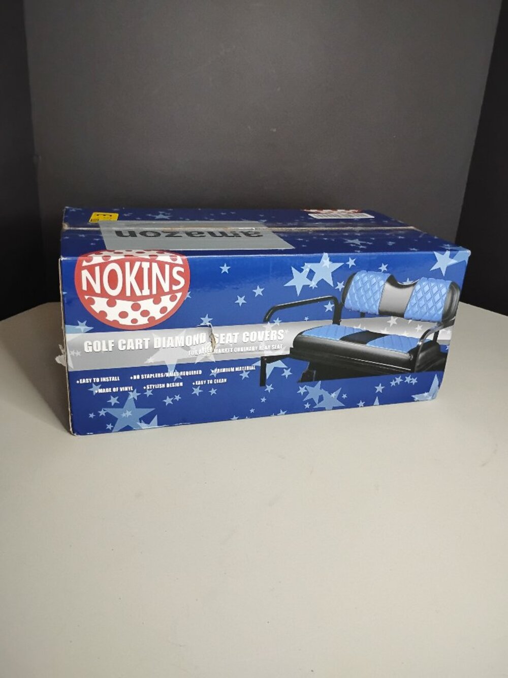 NOKINS Golf Cart Diamond Seat Covers Oyster Grey Black Color